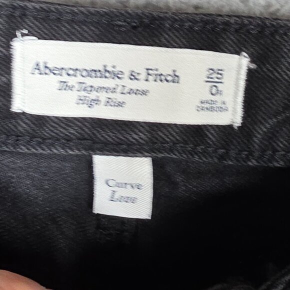 Abercrombie & Fitch Jeans Size 25/0R Black Tapered Loose High Rise Curve Love - Picture 9 of 12